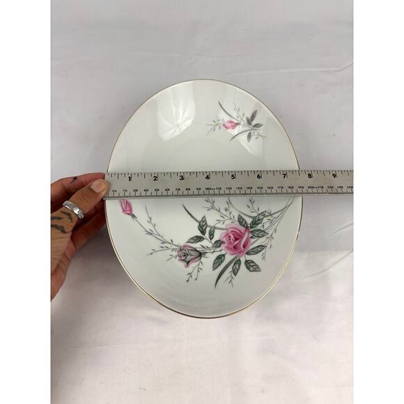 VTG Oval Serving Dish Vegetable Bowl Golden Rose Fine China of Japan 10" Long - Picture 10 of 14